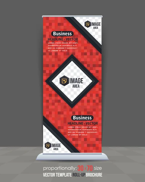 Banner roll-up stile elementi quadrati, modello di sfondo vettoriale pubblicitario — Vettoriale Stock
