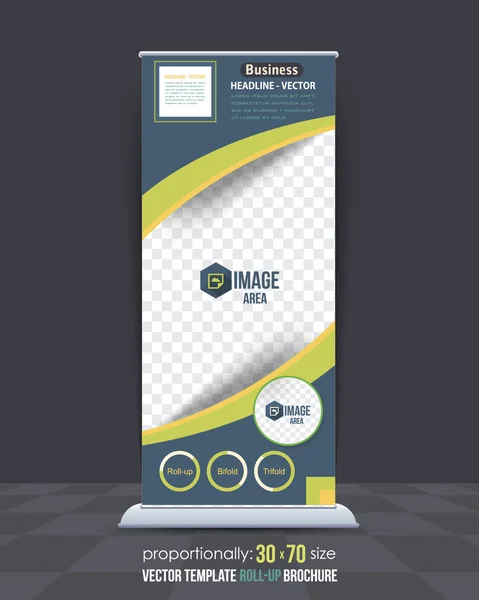 Tema de negocios Roll-Up Banner Design, Plantilla de vector de publicidad — Archivo Imágenes Vectoriales