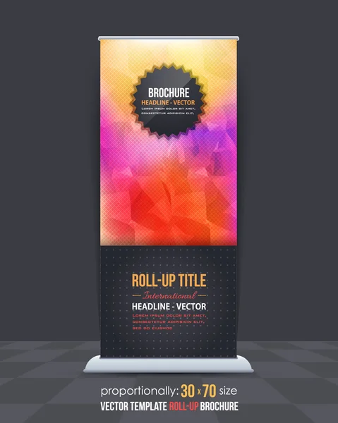 Geometric Elements, Low Poly Style Shine Roll-Up Banner, Advertising Vector Background Design — Stock Vector