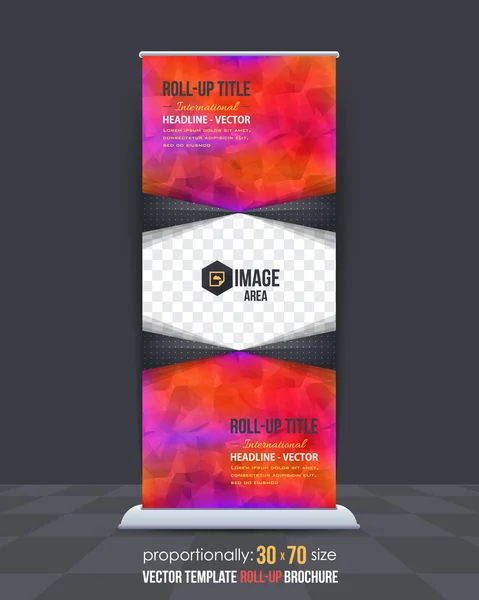 Vierkante elementen stijl Roll-up banner, reclame vector achtergrond sjabloon — Stockvector