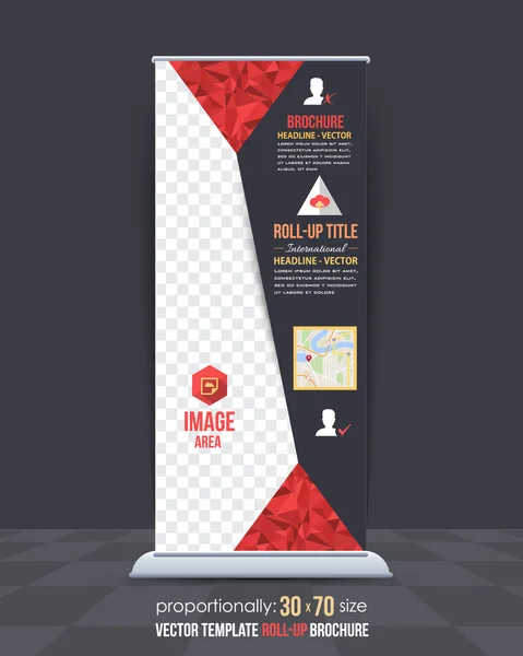Quadratische Elemente Stil Roll-Up Banner, Werbevektor Hintergrundvorlage — Stockvektor