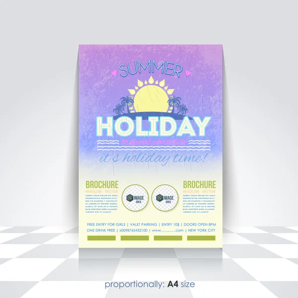 Retro Style Summer Concept Flyer, Brochure Design Template — Stock Vector