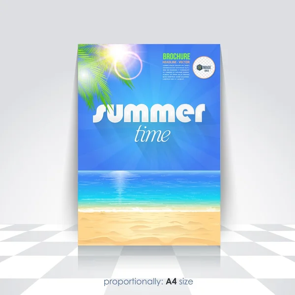 Summer Time, Summer Travel or School Camp Flyer, Brochure Design Template — Stock Vector