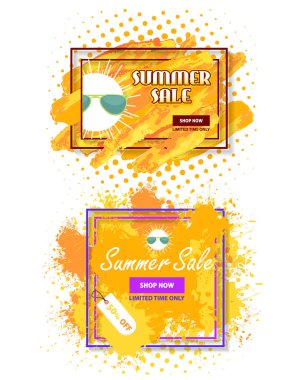 Yaz için sezonun afiş şablonlu vektör illüstrasyon arka planı