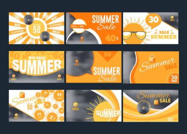 Yaz için sezonun afiş şablonlu vektör illüstrasyon arka planı