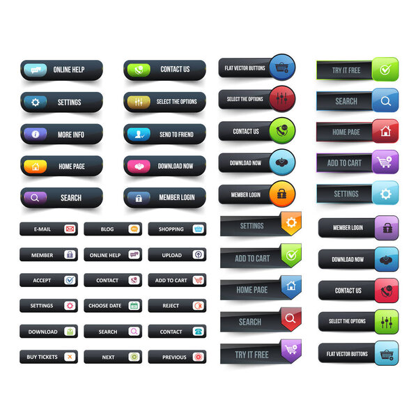 website buttons, icons concept vector illustration