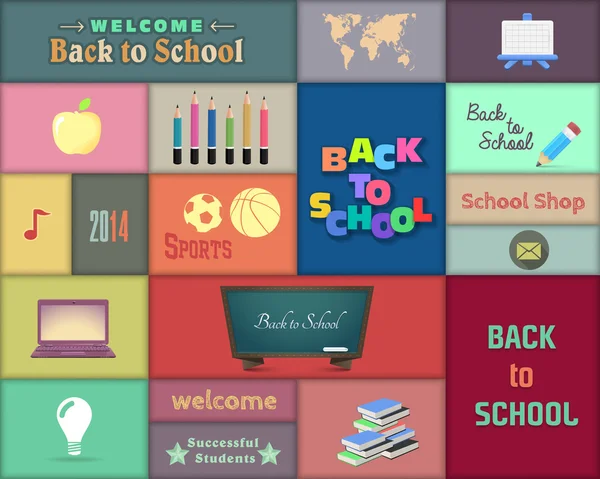 Torna a Scuola Banner Vector Design — Vettoriale Stock