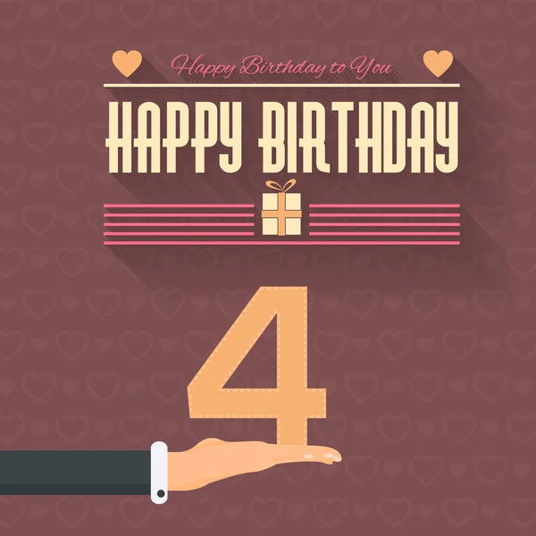 Buon compleanno Vector Design. Manifesto del messaggio di annuncio e celebrazione, stile piatto del volantino — Vettoriale Stock