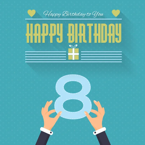 Feliz cumpleaños Vector Design. Anuncio y Mensaje de Celebración Poster, Flyer Flat Style — Vector de stock