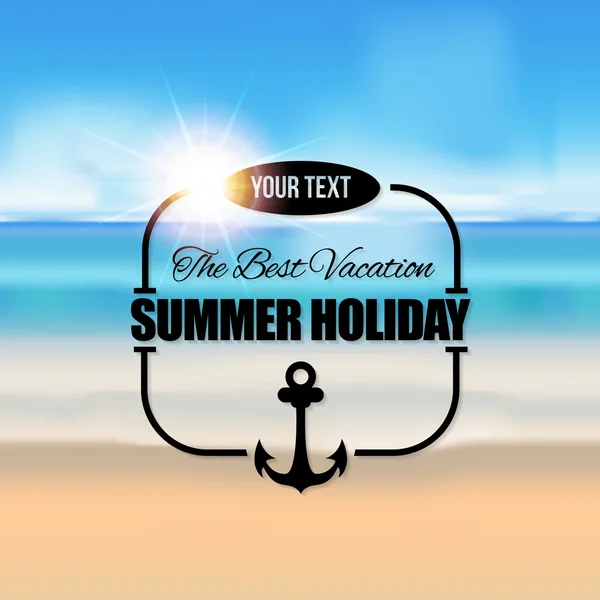 Holiday, Summer Travel, Tourism Badge on Blurred Background — Stock Vector