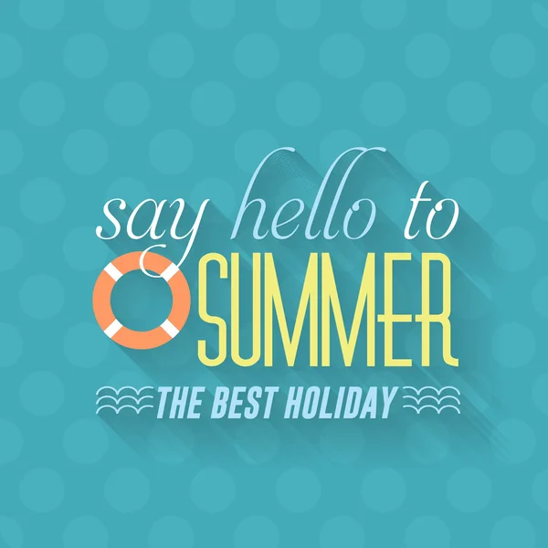 Olá Summer, Emblema de Viagem e Web Banner Vector Flat Design — Vetor de Stock