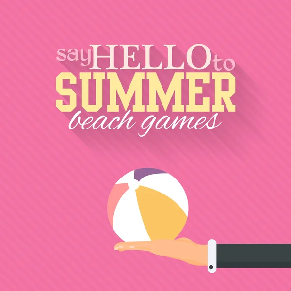 Olá Summer, Holiday, Travel Badge e Web Banner Vector Flat Design — Vetor de Stock