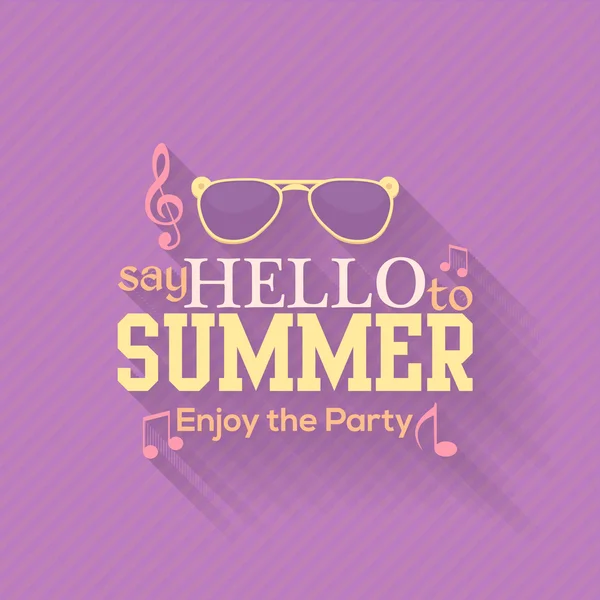 Hello Summer, Insigne de voyage et dessin plat vectoriel de bannière Web — Image vectorielle