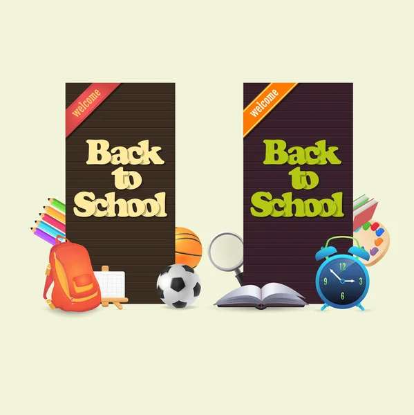 Welcome Back to School background, Vector Objects Illustration — Stock Vector