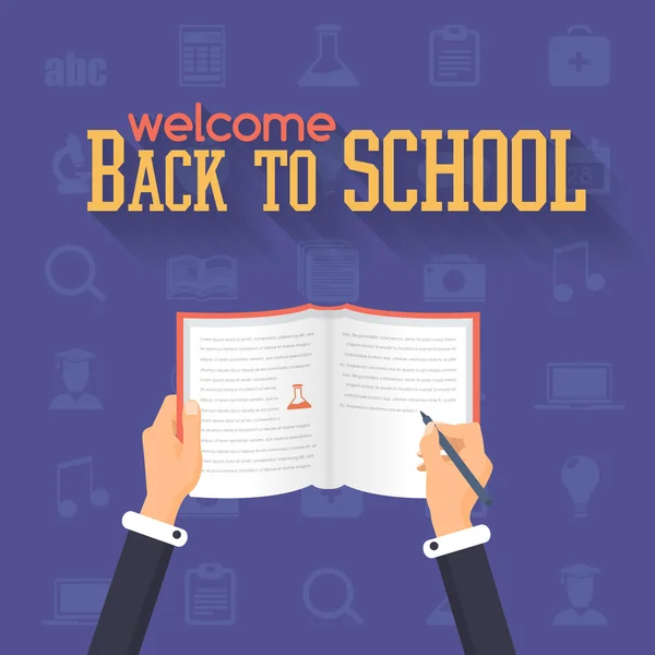 Welcome Back to School background, Vector Objects Illustration — Stock Vector