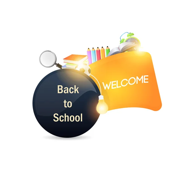 Welcome Back to School background, Vector Objects Illustration — Stock Vector