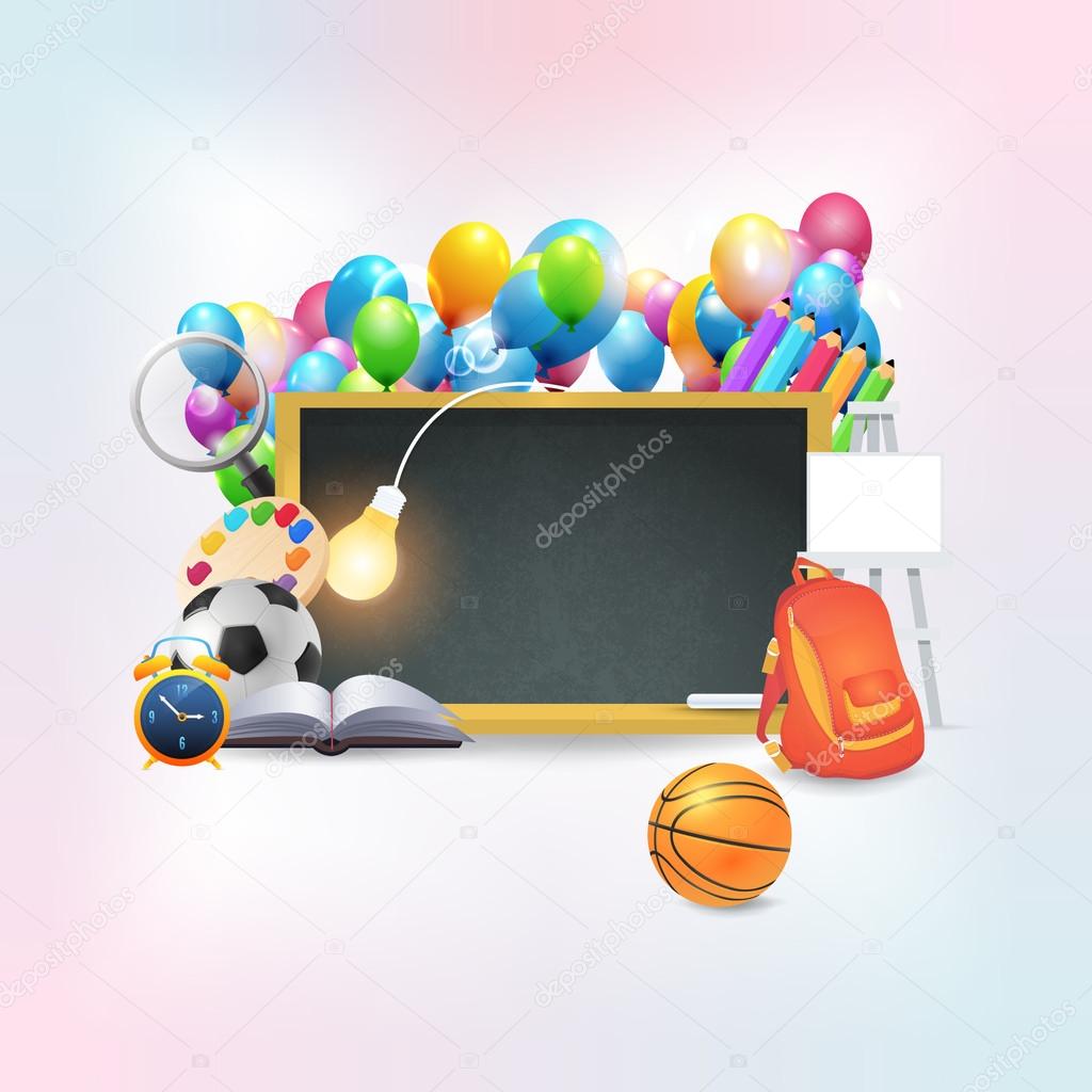 Welcome Back to School background, Vector Objects Illustration
