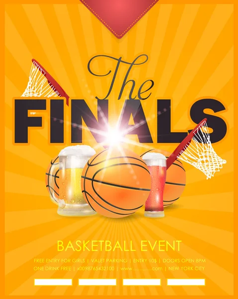 Basketball Event Poster, Flyer, Banner Template Vector Background — Stock Vector