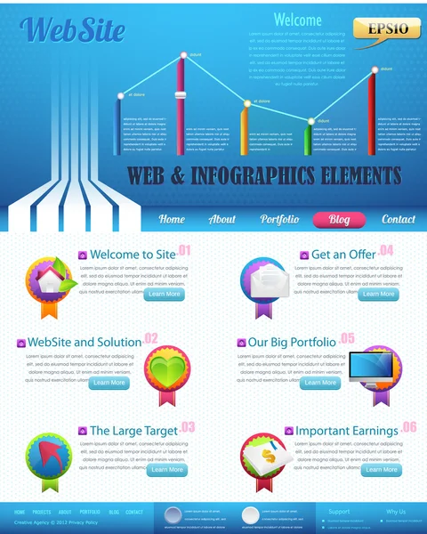 ウェブサイトのデザインのベクトルの要素 — ストックベクタ