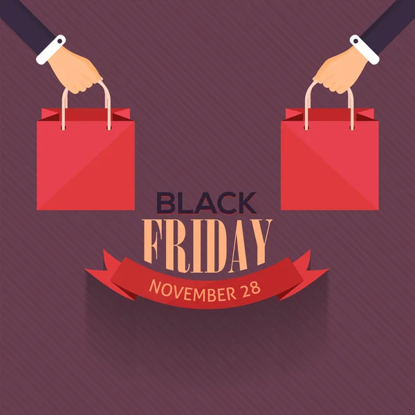 Shopping Bag Black Friday Flat Style — Stock Vector