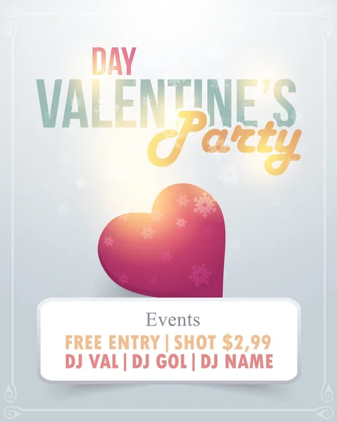 Valentines Day Party Poster Flyer — Stock Vector