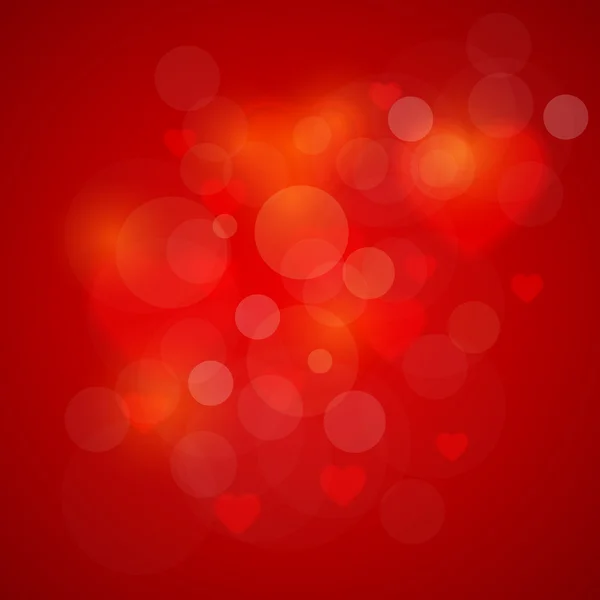 Valentine's Day Hearts Bokeh Abstract Red Background — Stock Vector