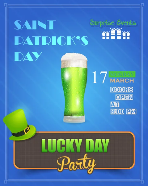 Happy Saint Patricks Day - Flyer, Poster Shine Background Template — Stock Vector