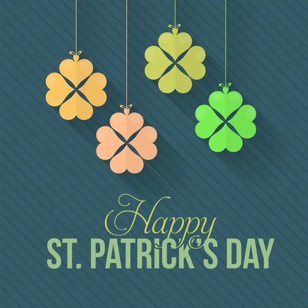 St. Patricks Day Clover Hanging Background. Flat Vector Design — Stock Vector