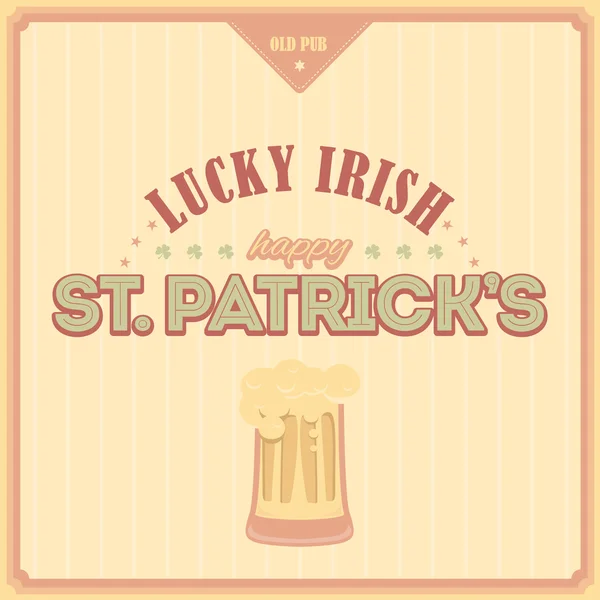 Retro Style Flat Happy Saint Patricks Day - Party, Celebration, Web Banner Design — Stock Vector