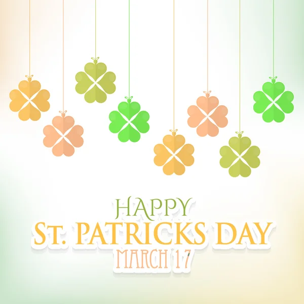 St. Patricks Day Hanging Clovers Sfondo astratto. Design vettoriale piatto — Vettoriale Stock