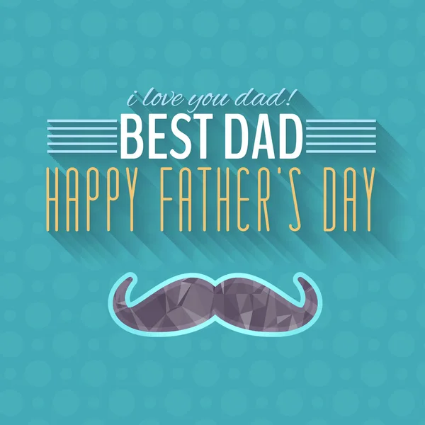 Geometric Polygonal Mustache Symbol and Happy Father's Day. Announcement and Celebration Message Poster, Flyer — Stock Vector