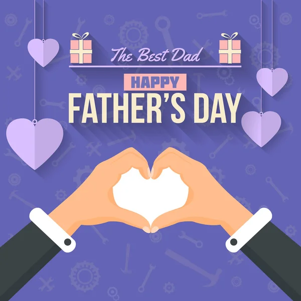 Vector platte handen vormen van liefde symbool voor Happy Father's Day ontwerp — Stockvector
