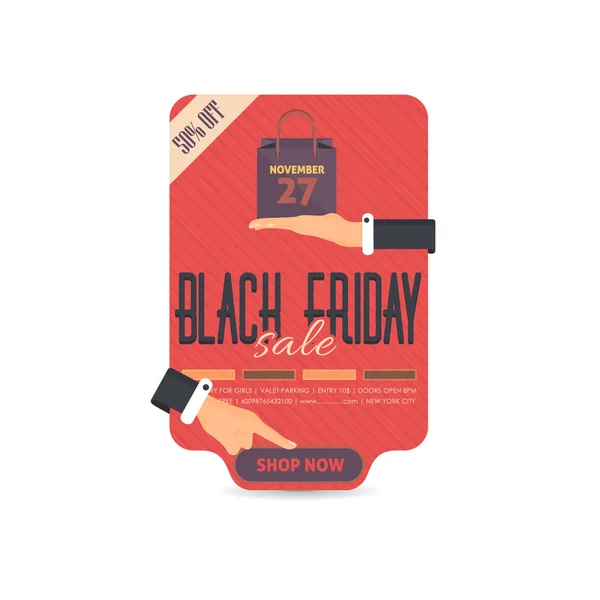 Flat Style Black Friday Theme Website Banner Template — Stock Vector