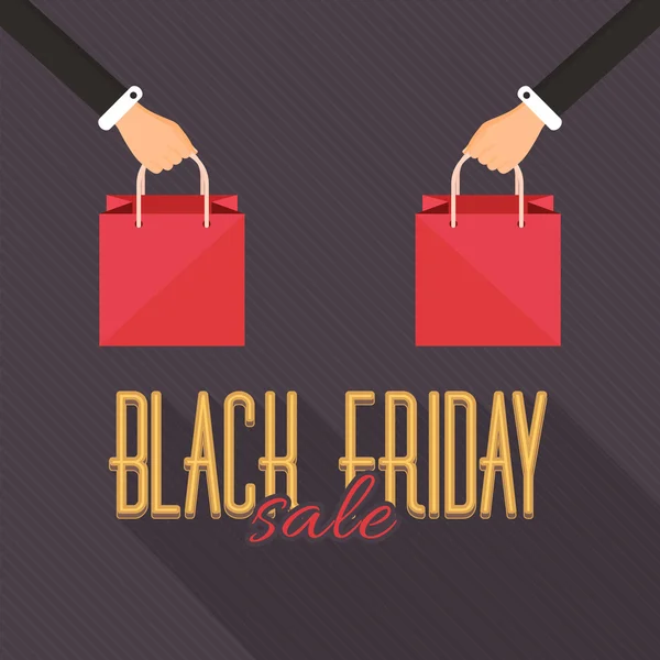 Shopping Bag Black Friday Flat Style Sale Poster, Flyer, Advertising Template — Stock Vector