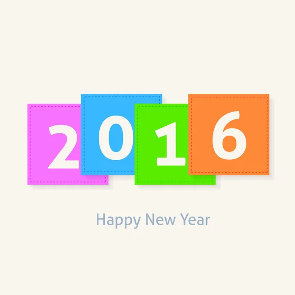Marcos de papel cuadrados coloridos 2016 Feliz Año Nuevo Diseño, Fondo — Archivo Imágenes Vectoriales