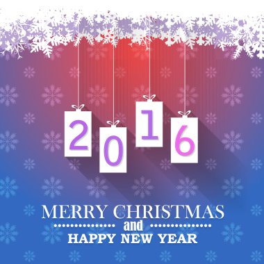 Merry Christmas Greeting Card, Hanging Flat Style Christmas Balls 2016 Numbers