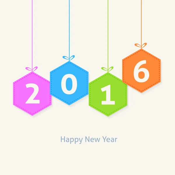 Números multicolores 2016 Feliz Año Nuevo Fondo — Archivo Imágenes Vectoriales