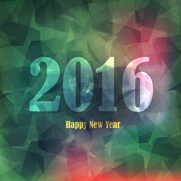 Ευτυχισμένο το νέο έτος 2016 σχέδιο, χαμηλή πολυ στυλ φόντου, διάνυσμα ευχετήρια κάρτα σχέδιο — Διανυσματικό Αρχείο