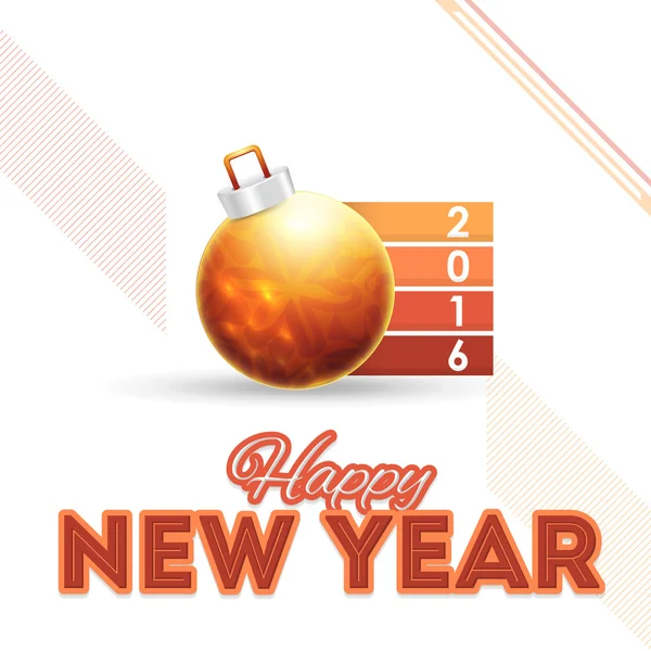 Feliz Año Nuevo Colorido 2016 Texto elegante y bola de Navidad — Vector de stock