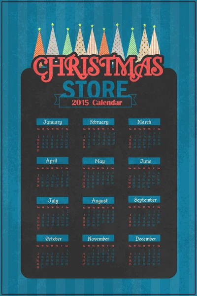 Christmas Store Full Calendar Year 2016 - Week Starts Sunday — Stockvector