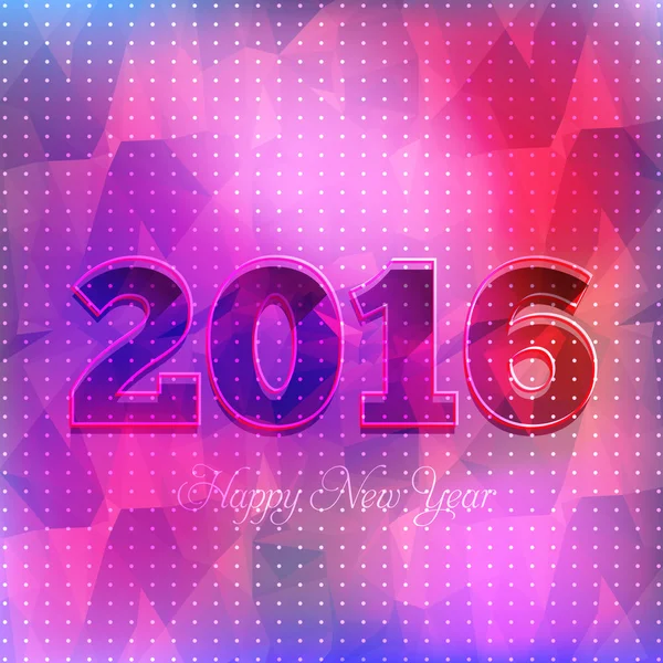 2016 Feliz Ano Novo, Fundo de baixo estilo poli, Cartão de saudação vetorial — Vetor de Stock