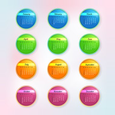 Web öğeleri 2016 tam Takvim şablonu - promosyon afiş vektör tasarımı tarzı. Hafta başlar Pazar