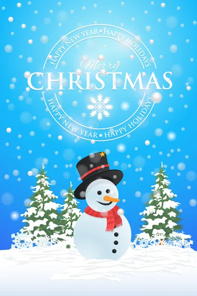 Merry Christmas and Winter Landscape Vertical Background — Stock Vector