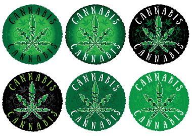 esrar esrar yaprak sembol tasarım pullar illüstrasyon vektör