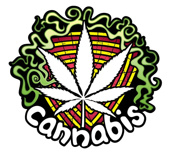 Marijuna Cannabis desenho carimbo vetor ilustração — Vetor de Stock