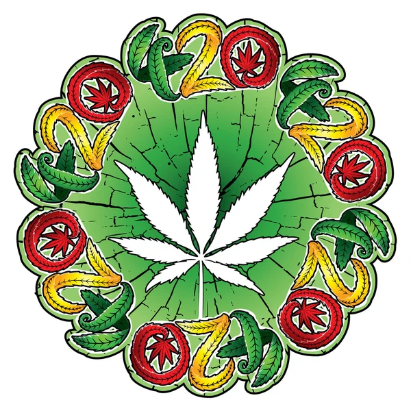 Marijuana cannabis foglia simbolo disegno francobolli vettoriale illustrazione — Vettoriale Stock