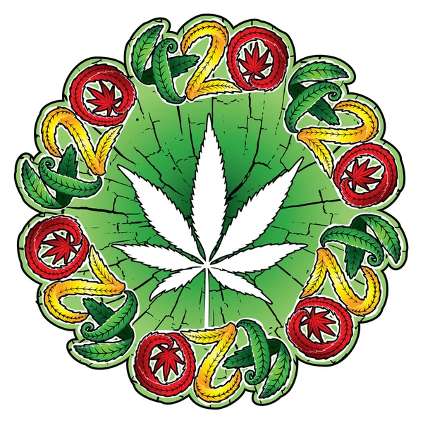 Maconha cannabis folha símbolo design selos vetor ilustração — Vetor de Stock