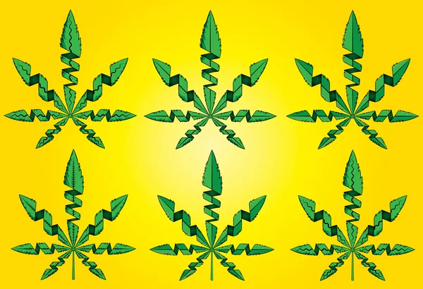 大麻大麻叶符号设计邮票矢量图 — 图库矢量图片