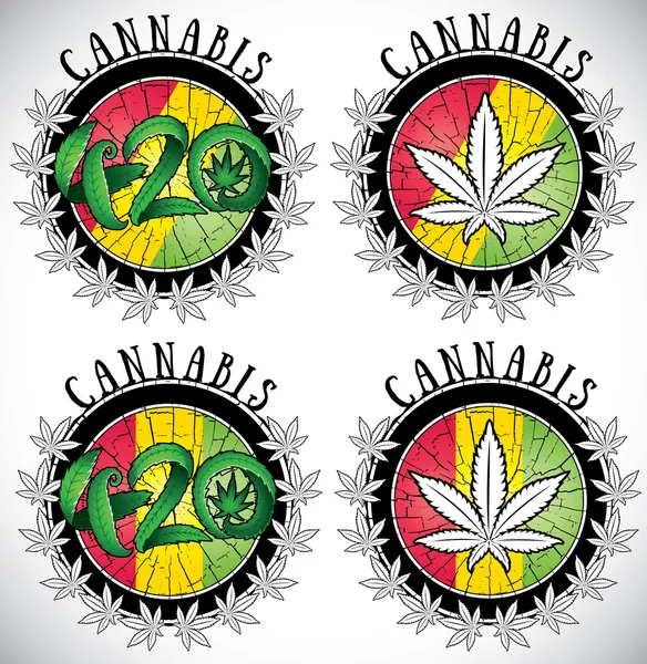 Marihuana-cannabis leaf symbool ontwerp stempels vector illustratie — Stockvector