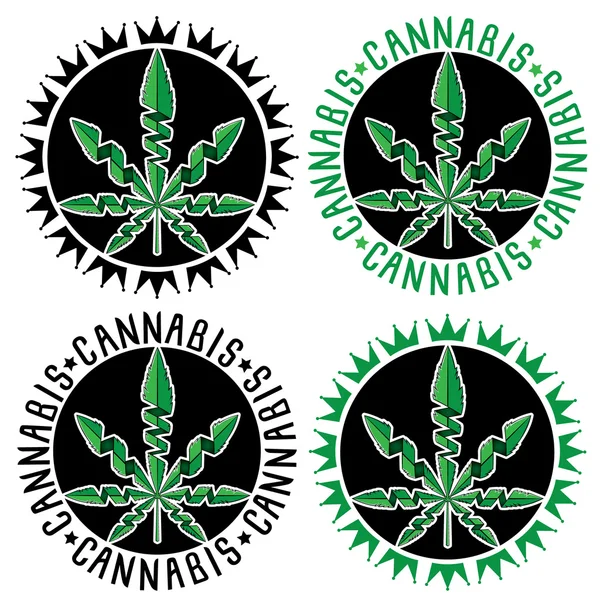 Marihuana verde cannabis hoja símbolo diseño sellos vector ilustración — Vector de stock